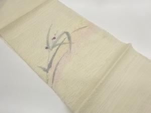 紗紬枝葉に花模様織出し名古屋帯